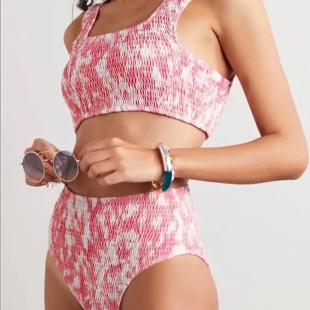 BIKINI SET Pink & White “Le Brie” Style in Ikat Pattern by Faithfull The Brand